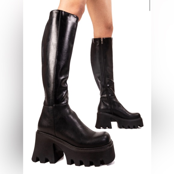 Sideways Chunky Platform Knee-High Boot - Picture 2 of 4